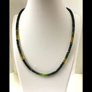 Chrome Turmaline 4.5mm facet rondel bead necklace.